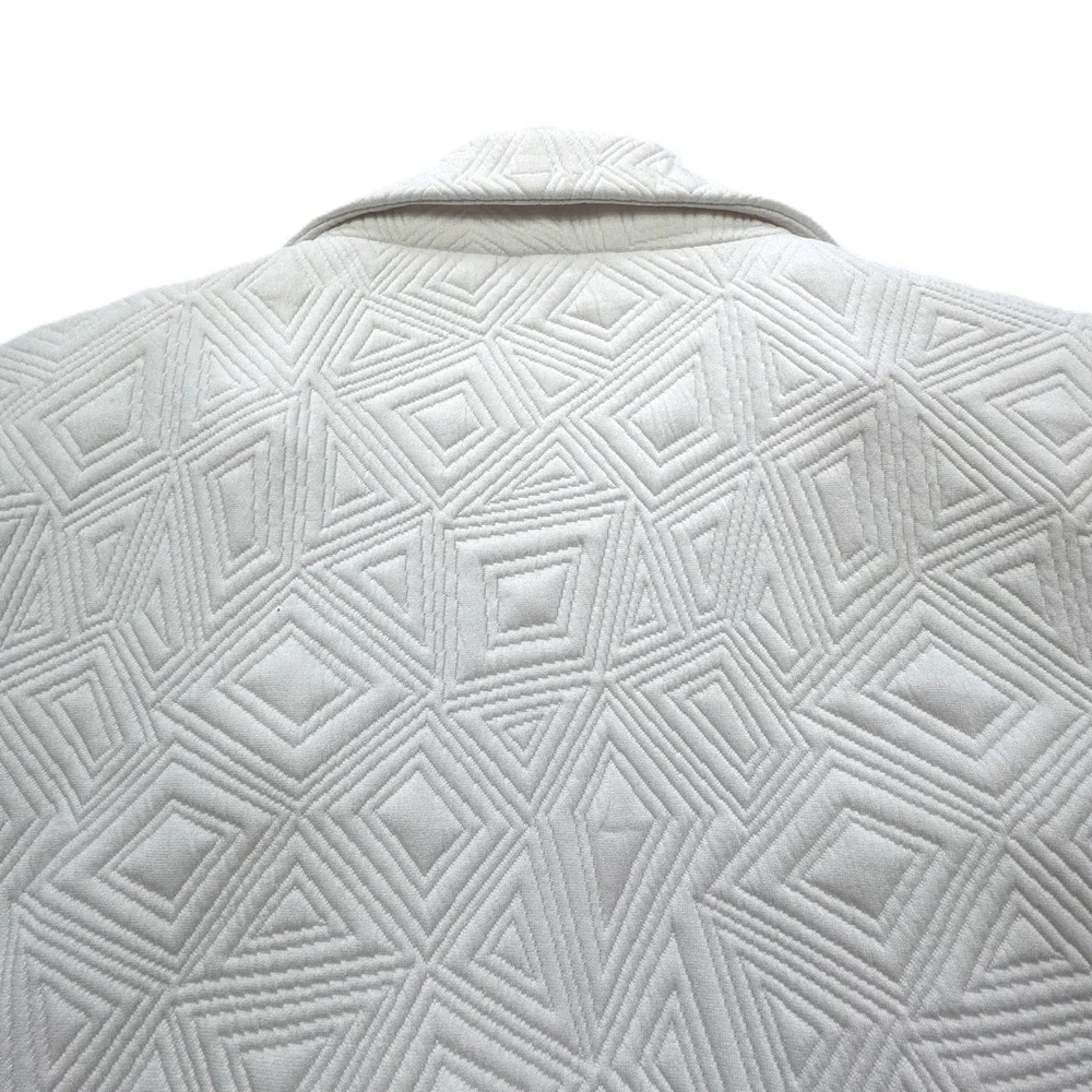 Calvin Klein White Quilted Geometric Pattern Coat Womens 16 Blazer Jacket Open‎